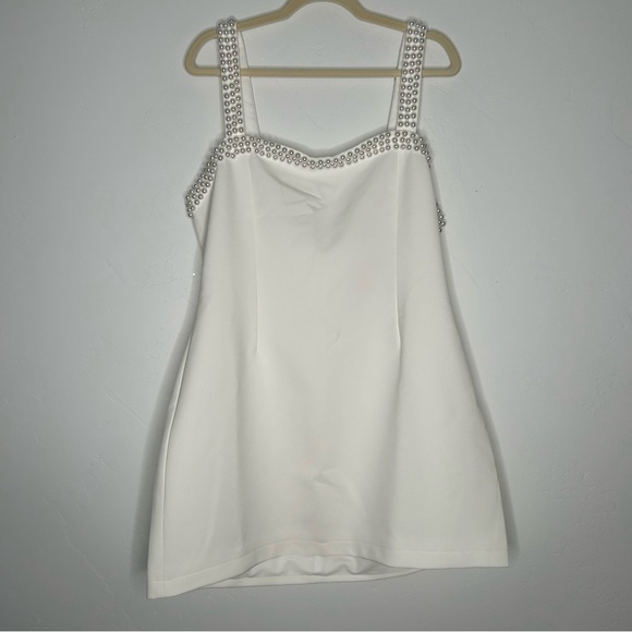 NWT Odd Muse Off White Mini Dress with Faux Pear Trim Size XXXL 14 Bridal Shower - Picture 2 of 15